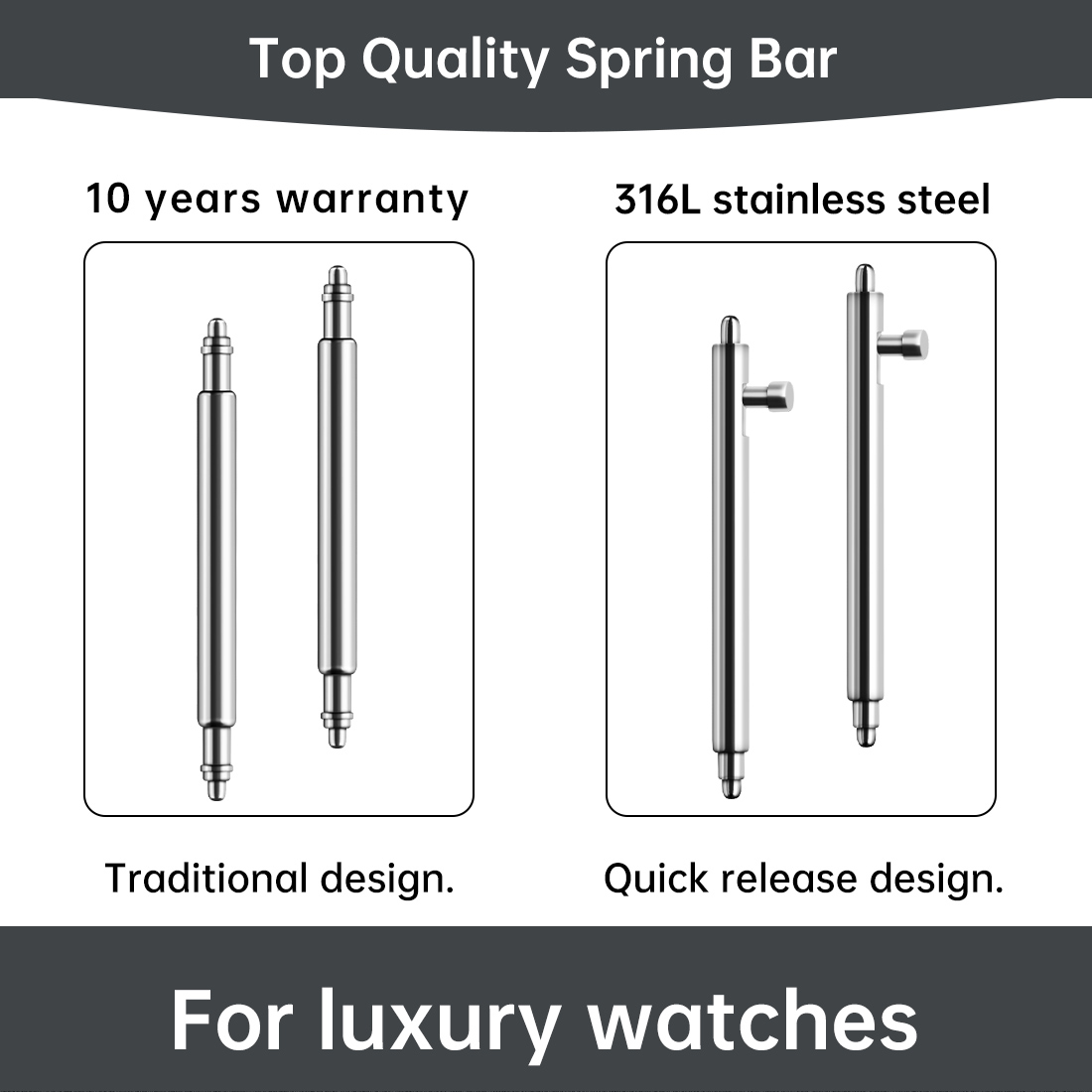 Curved Spring Bar - Maikes 316L สแตนเลสสตีลนาฬิกาสปริงบาร์ 18 มม.20 มม.22
