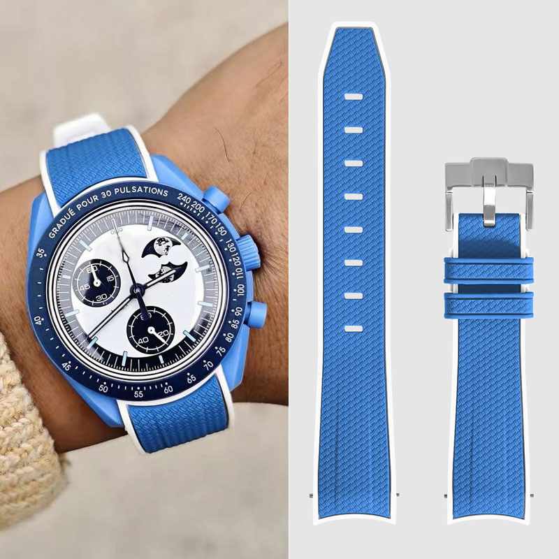 Suede Strap Watch - สายนาฬิกาข้อมือยางแบบปลดเร็ว สำหรับนาฬิกา Omega Swatch ขนาด 20