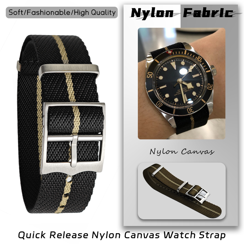 Nato Strap Nylon - ไนลอน 20 มม.22 มม.สําหรับ Tudor Black