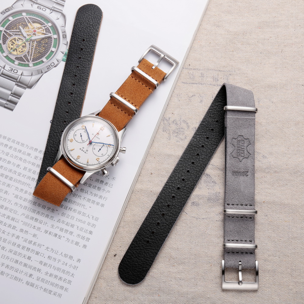 Suede Strap Watch - HEMSUT ของแท้นาฬิกาหนัง Band Suede หนึ่งชิ้นสไตล์ทหารสายรัดข้อมือ Vintage